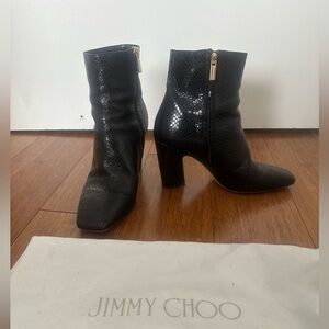 Jimmy Choo Black Textured Heeled Boots